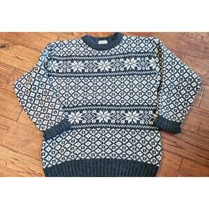 Vintage Edward Bryan Fair Isle Wool Knit Pullover Sweater Men Sz L Multi Grandpa